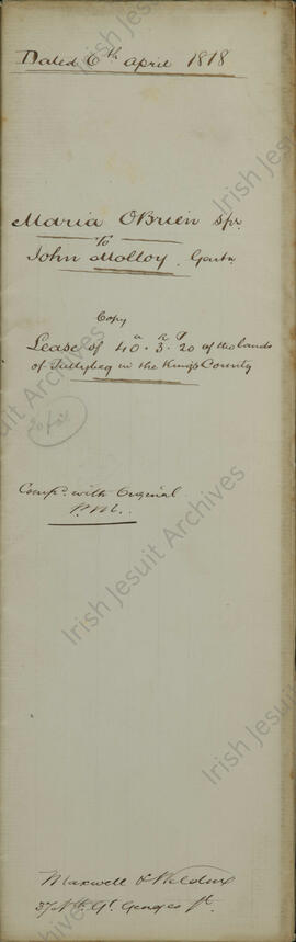 Lease Maria O'Brien to John Molloy cover