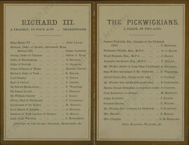 Programme for 'Richard III' and 'The Pickwickians'