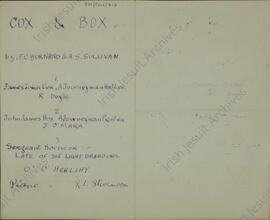 Programme for 'Cox Box'