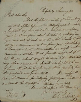 Letter from John Molloy, builder, to rector re laying out of grounds