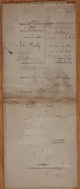 Lease by Charles William Bury to John Daly for lands at Ardan - Cover