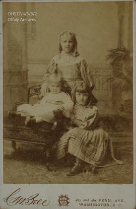 Photograph of Helen Bell, Grace Bell, and Gardiner Bell.